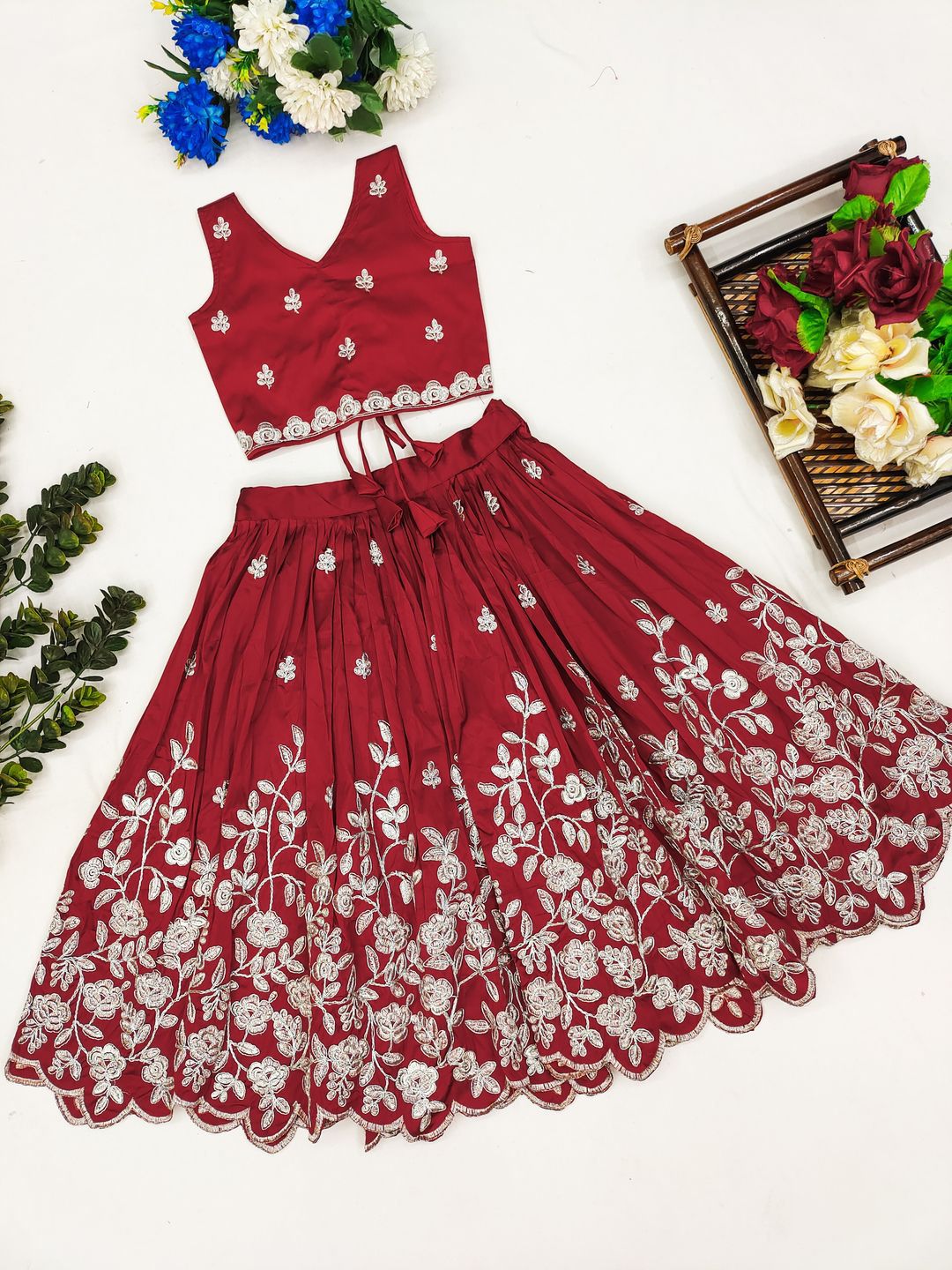 jovk design girls embroidered ready to wear lehenga & choli jovk design girls embroidered ready to wear lehenga & choli
