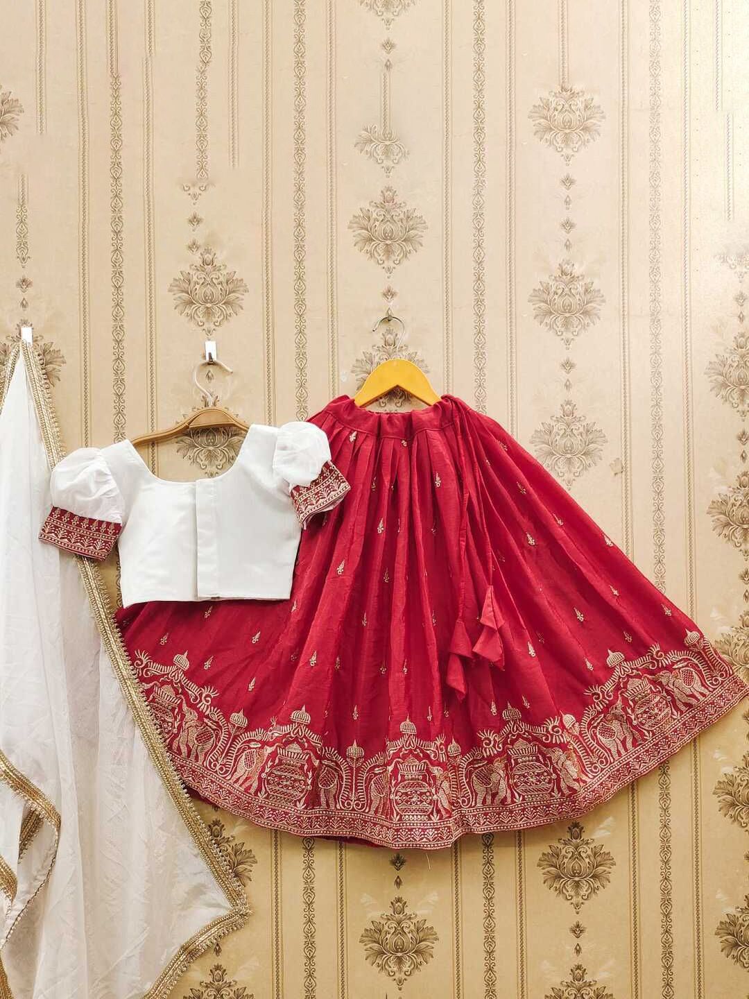 jovk design girls embroidered ready to wear lehenga & blouse with dupatta jovk design girls embroidered ready to wear lehenga & blouse with dupatta