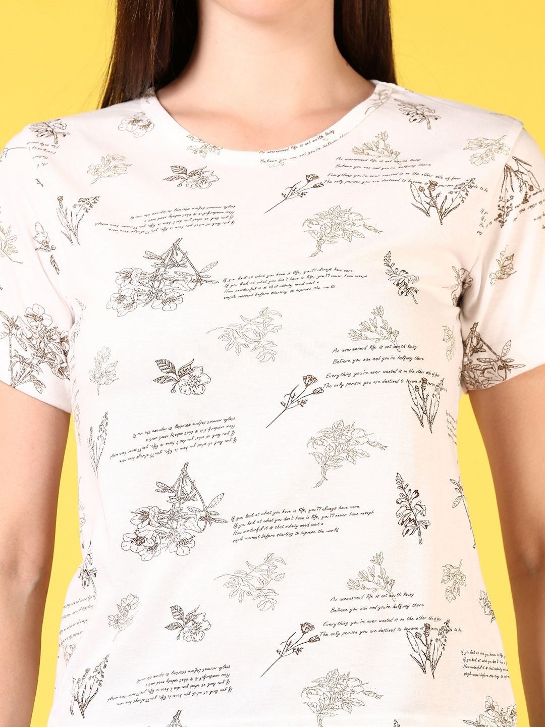 v mart women conversational printed round neck cotton t shirt