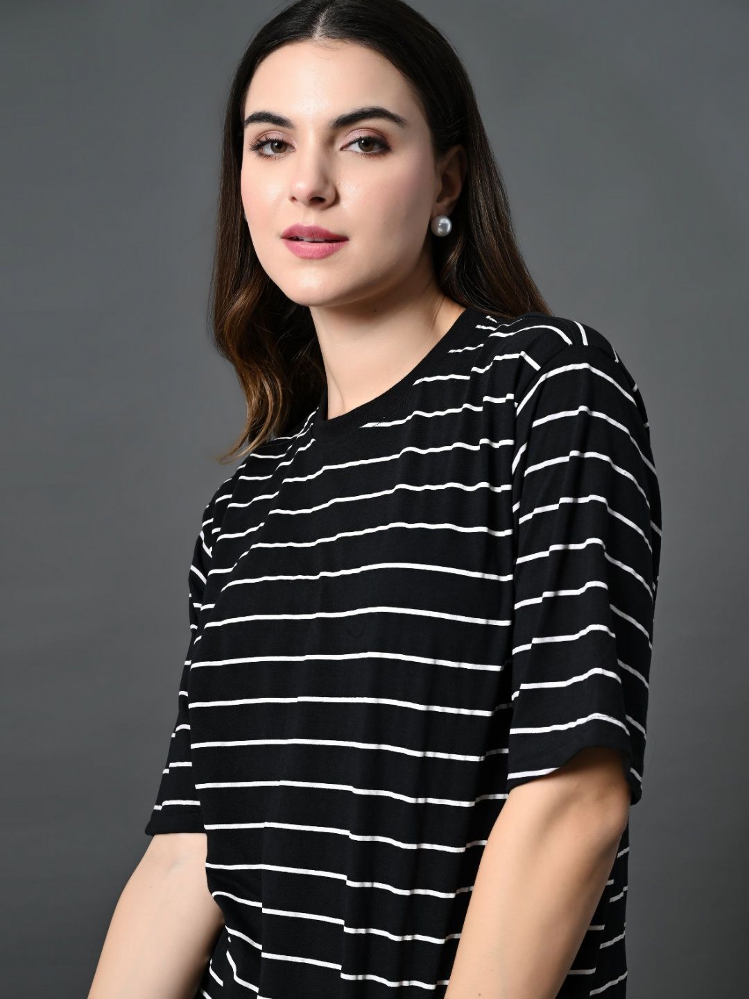 corsica women bio finish striped round neck cotton relaxed fit t shirt