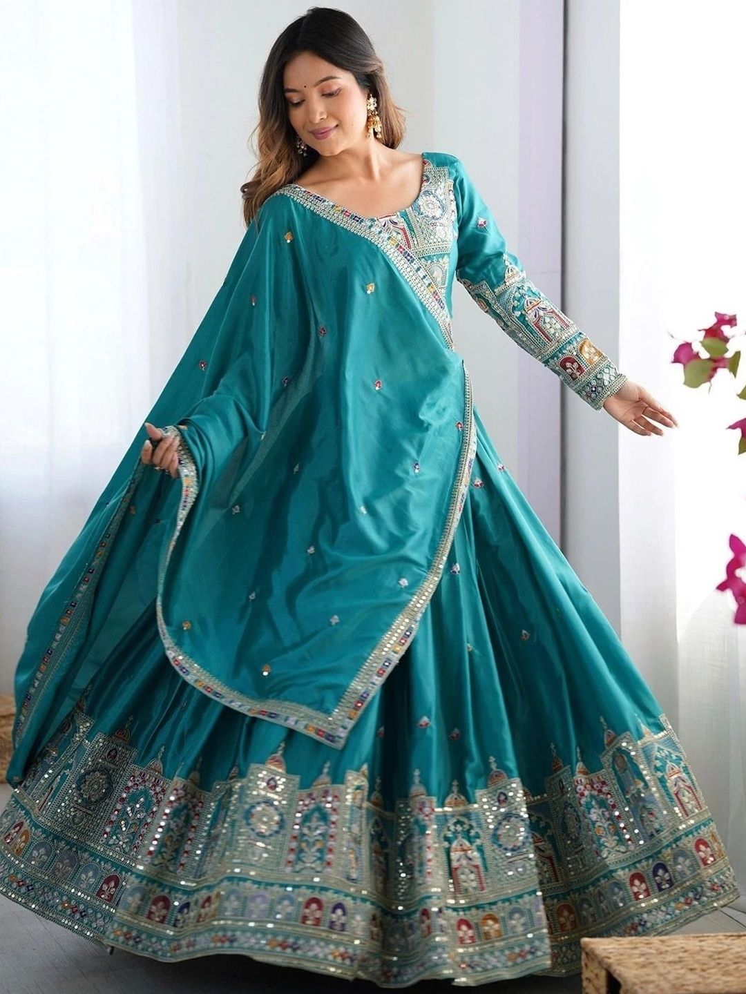 reelove factory embellished mirror work semi stitched lehenga & blouse with dupatta reelove factory embellished mirror work semi stitched lehenga & blouse with dupatta