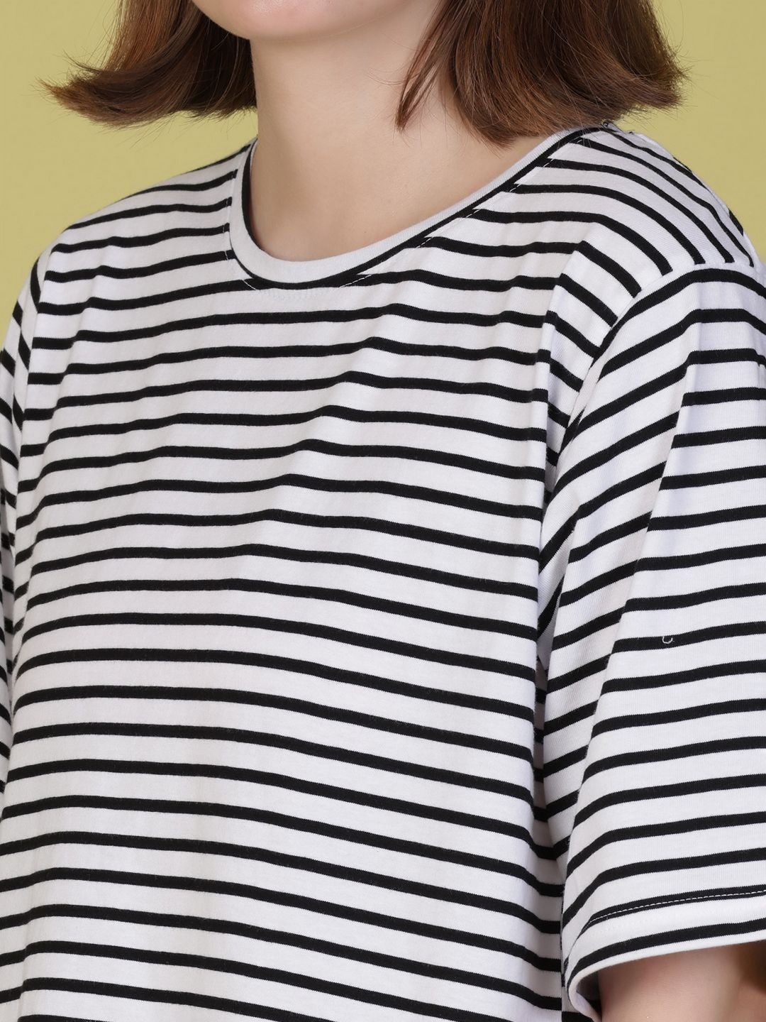 v mart striped round neck drop shoulder sleeves cotton t shirt