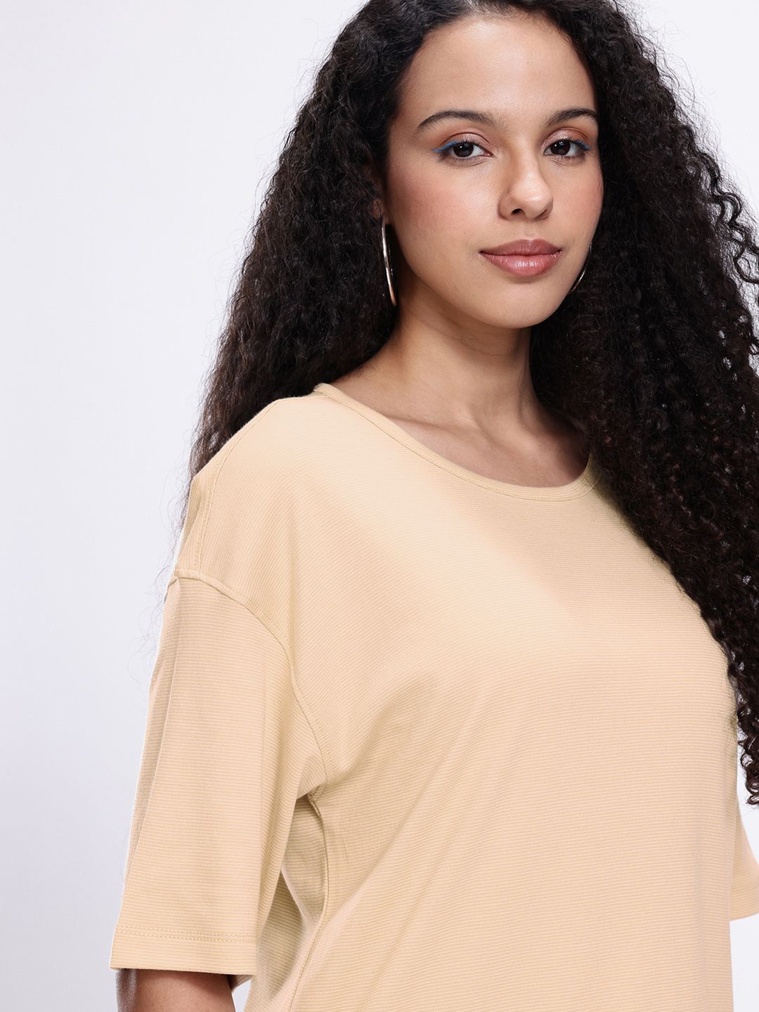 kook n keech striped drop shoulder sleeves pure cotton oversized t shirt