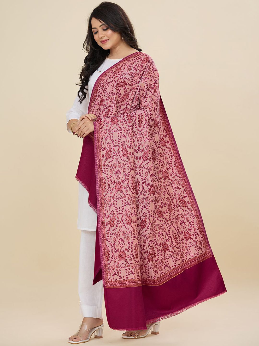 weavers villa women floral woven design winter shawl weavers villa women floral woven design winter shawl