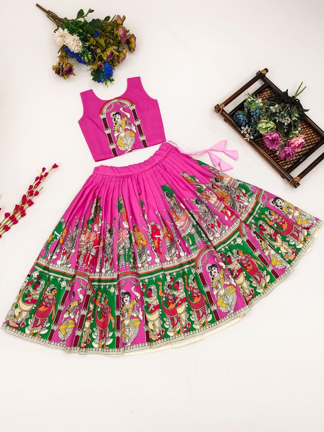 katrodiya enterprise girls printed kalamkari ready to wear lehenga & katrodiya enterprise girls printed kalamkari ready to wear lehenga &