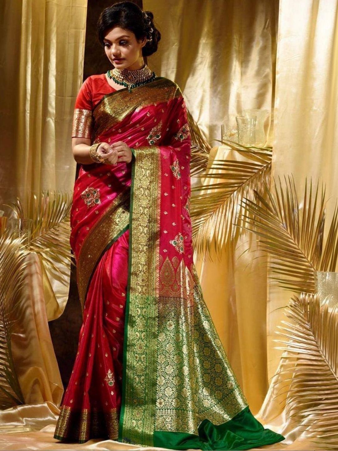 miss wears ethnic motifs zari silk blend heavy work saree miss wears ethnic motifs zari silk blend heavy work saree