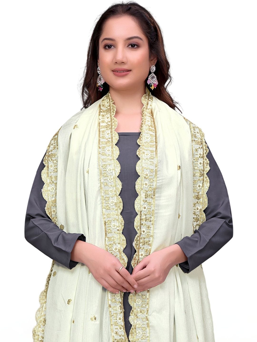 sekmany ethnic motifs embroidered art silk dupatta with sequinned sekmany ethnic motifs embroidered art silk dupatta with sequinned