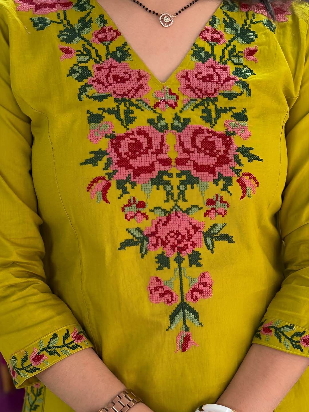 truvon fashions floral embroidery pure cotton tunic with trousers truvon fashions floral embroidery pure cotton tunic with trousers