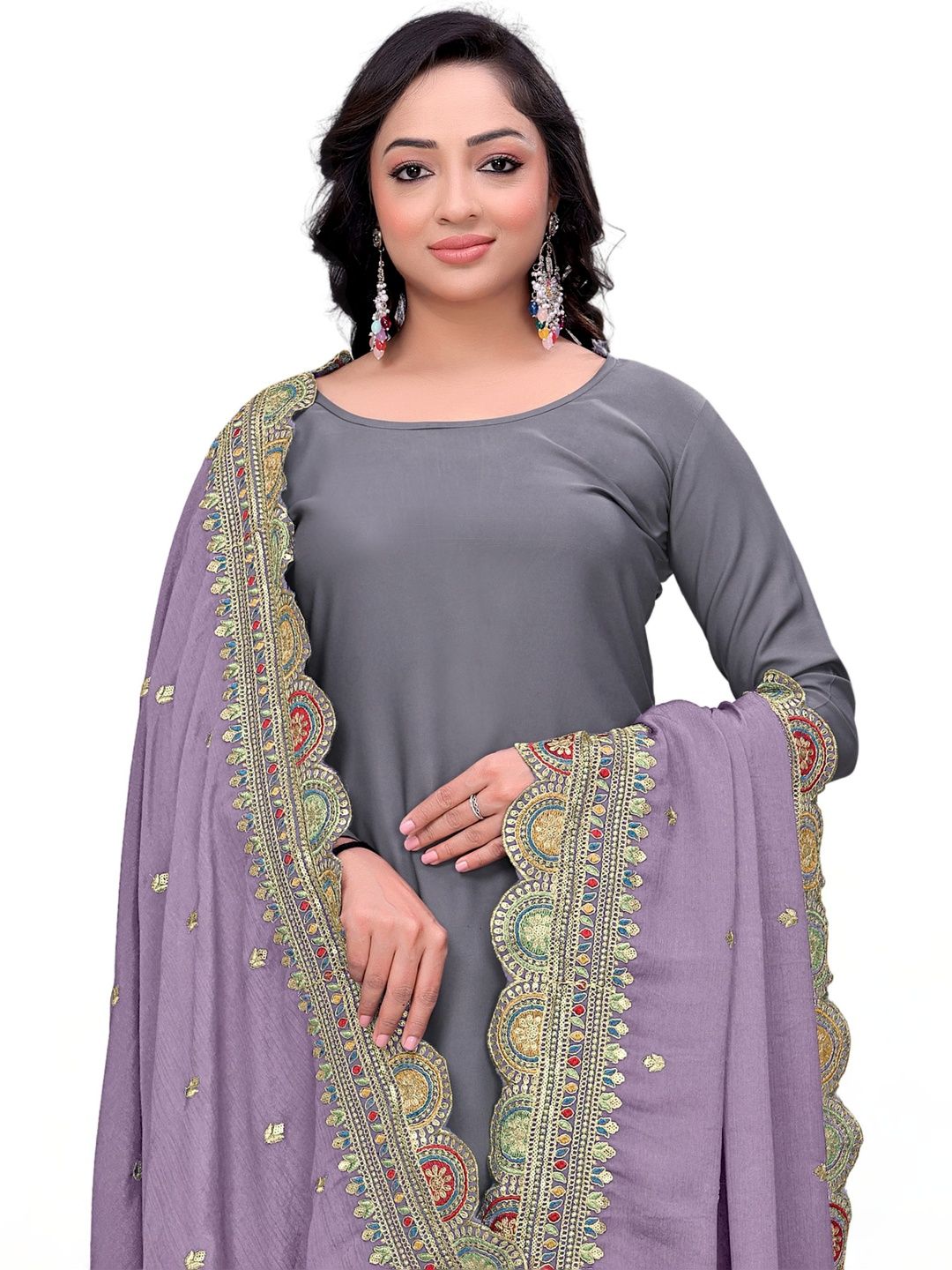 sekmany ethnic motifs embroidered art silk dupatta with thread work sekmany ethnic motifs embroidered art silk dupatta with thread work