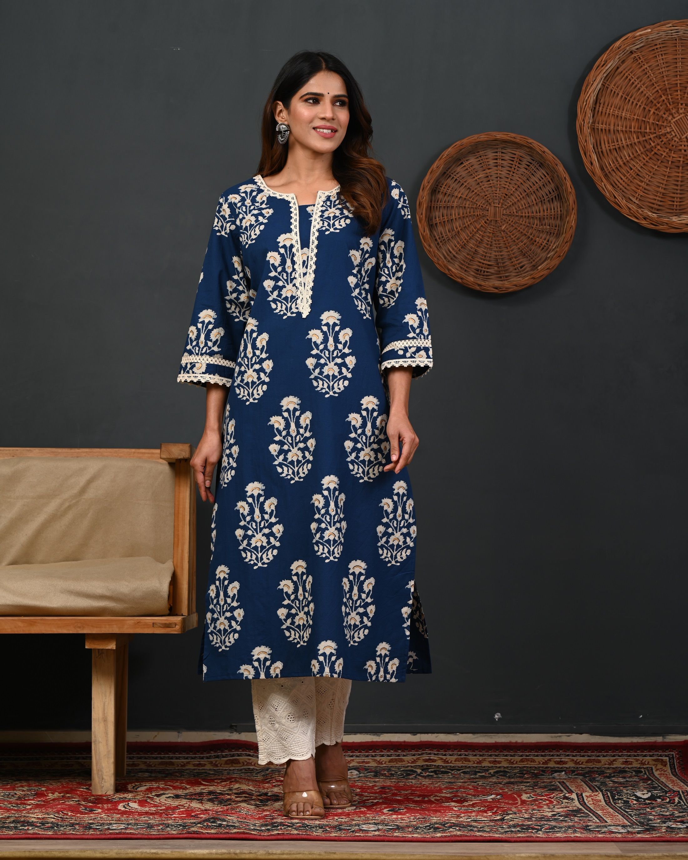 rimeline floral printed notch neck straight kurta rimeline floral printed notch neck straight kurta