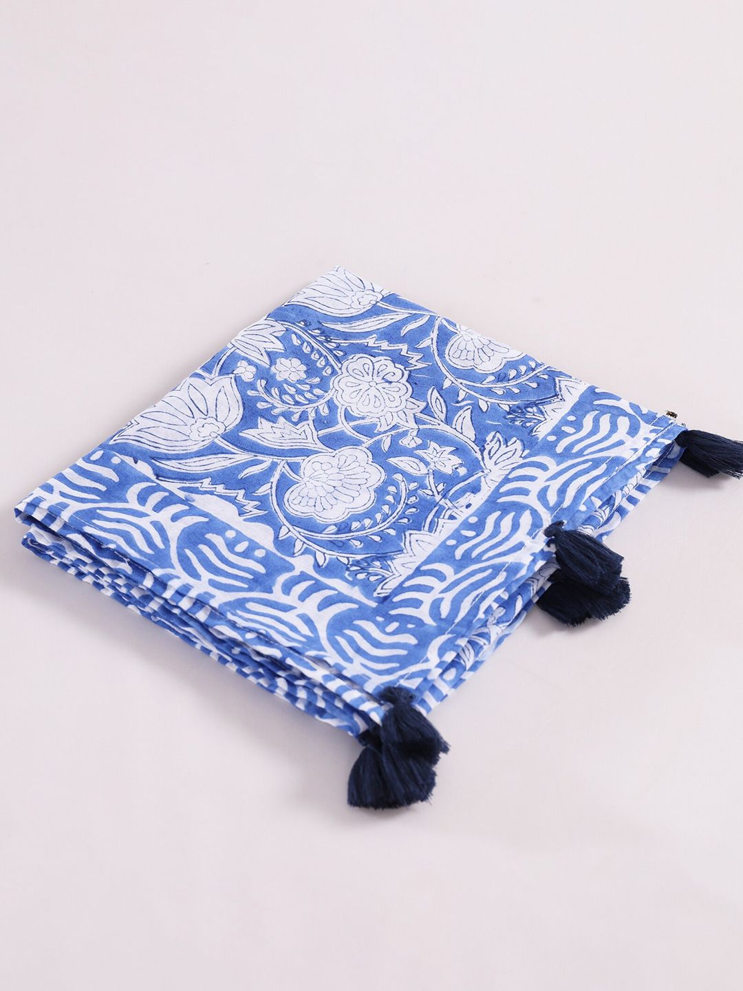 handicraft palace women lotus printed cotton tasseled scarf handicraft palace women lotus printed cotton tasseled scarf