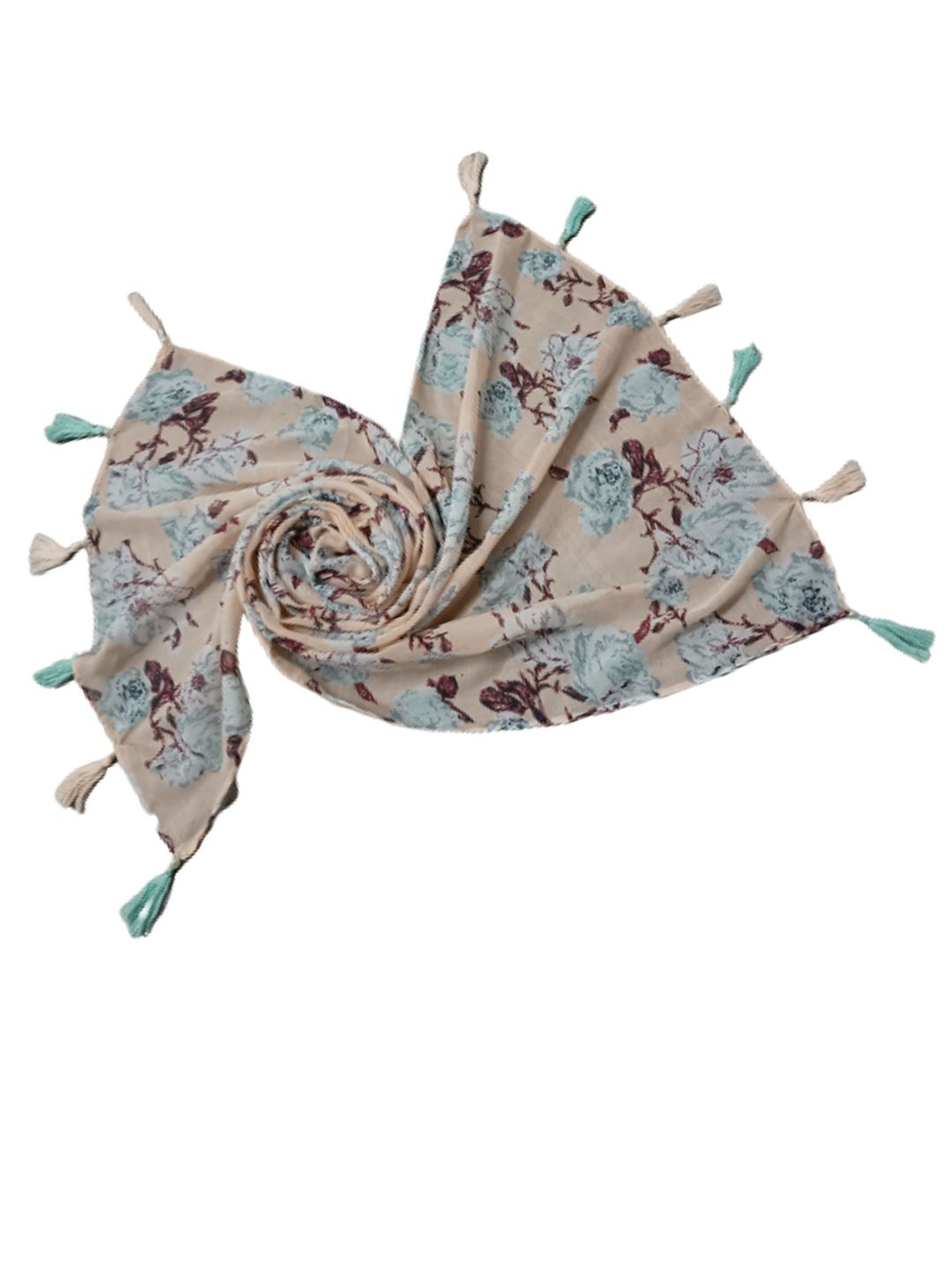 poshampaa be desi women set of 2 floral printed scarfs with tasselled border poshampaa be desi women set of 2 floral printed scarfs with tasselled border