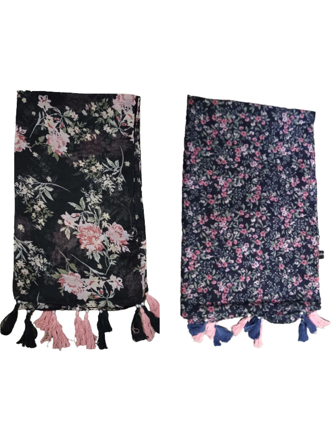 poshampaa be desi women pack of 2 floral print scarf with tasselled border poshampaa be desi women pack of 2 floral print scarf with tasselled border