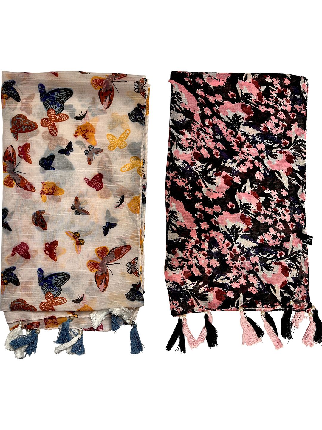 poshampaa be desi women pack of 2 printed tasselled border scarf poshampaa be desi women pack of 2 printed tasselled border scarf