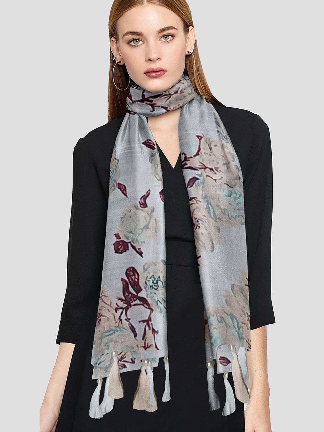 poshampaa be desi women pack of 2 printed scarf with tasselled border poshampaa be desi women pack of 2 printed scarf with tasselled border
