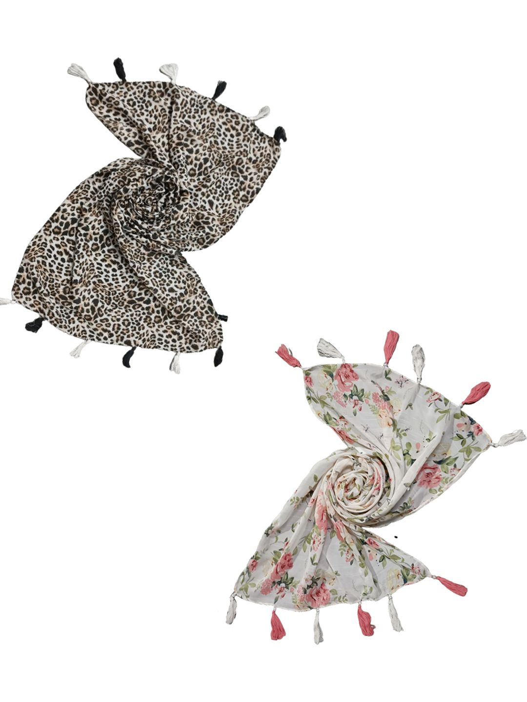 poshampaa be desi women pack of 2 printed scarf with tasselled border poshampaa be desi women pack of 2 printed scarf with tasselled border
