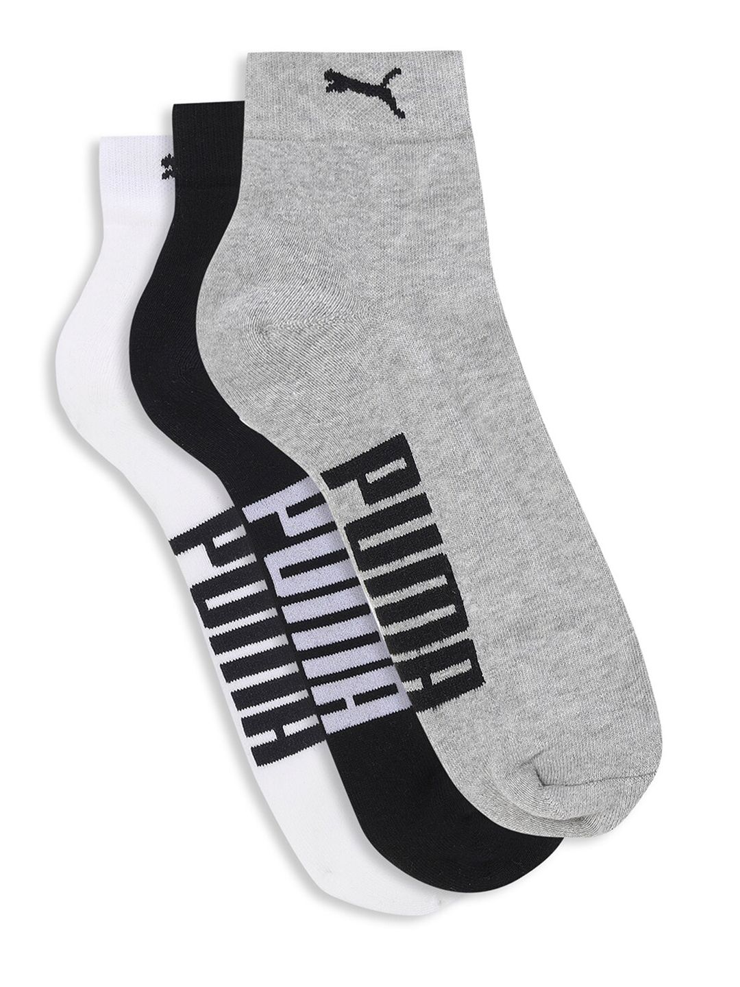 puma unisex pack of 3 half terry cotton ankle length socks
