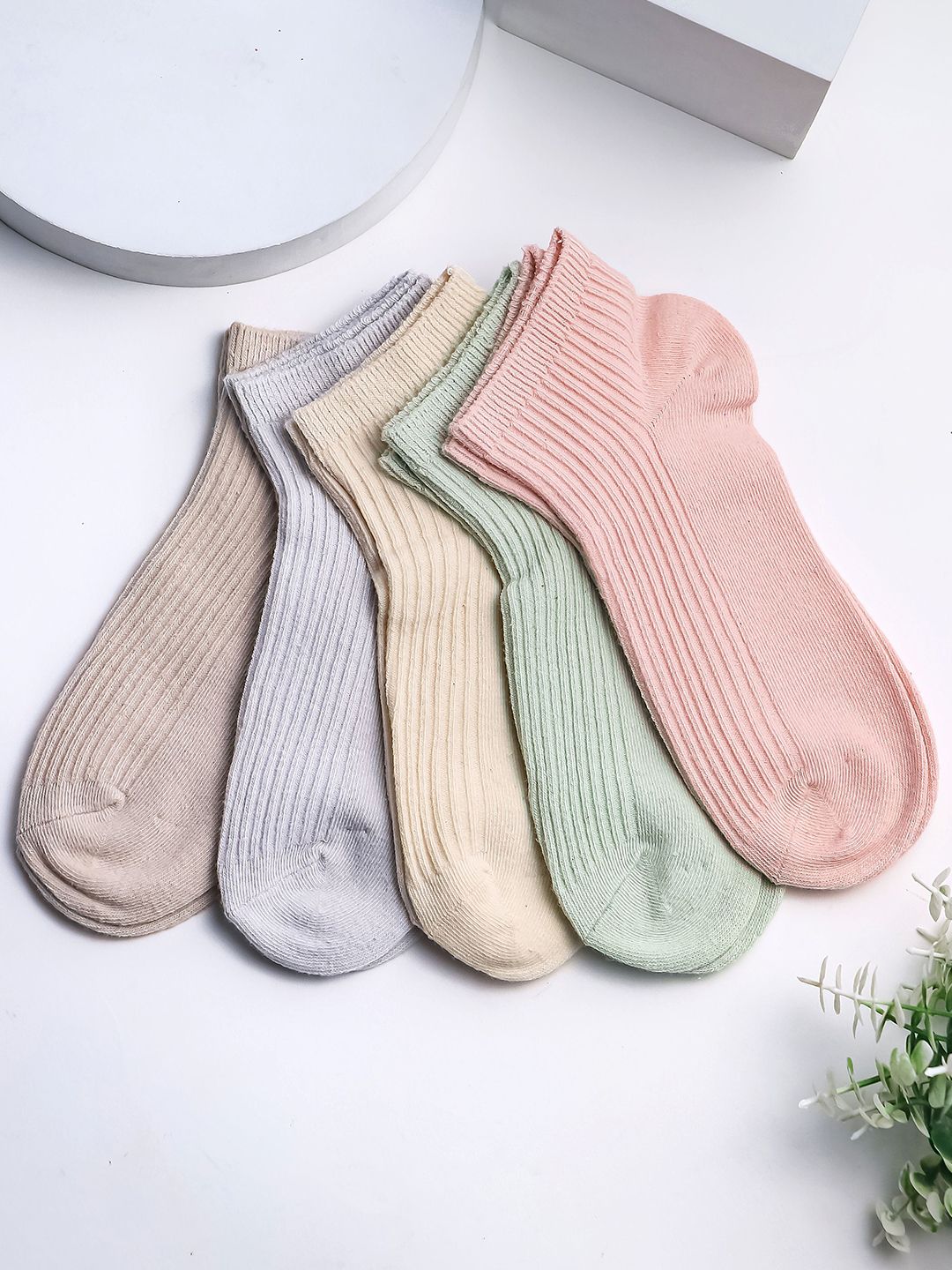 brauch women pack of 5 assorted cotton ankle length socks