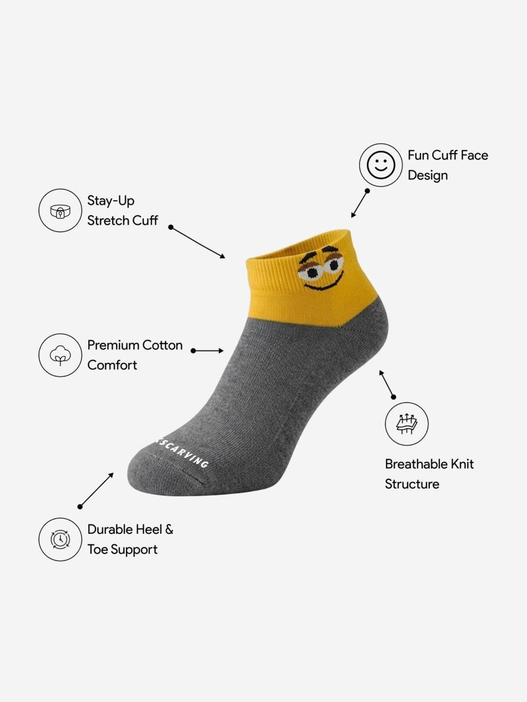 sockscarving women pack of 5 cotton blend patterned ankle length socks