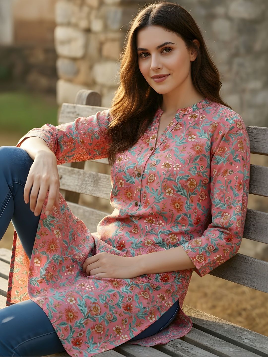 anouk mirage floral printed pure cotton blend kurti anouk mirage floral printed pure cotton blend kurti