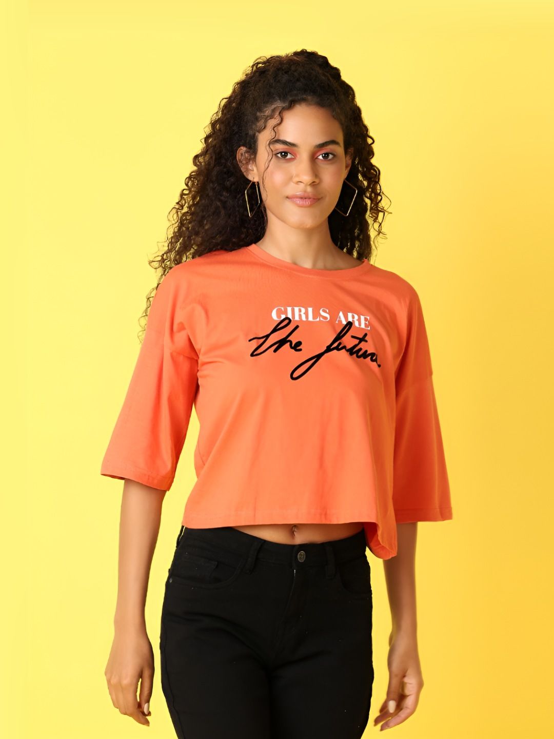 v mart women typography printed round neck cotton oversized t shirt