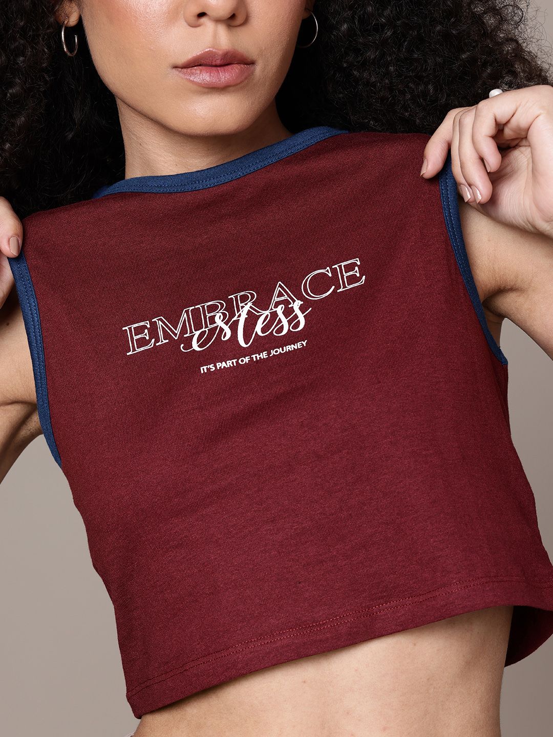 the roadster life co. typography printed slim fit crop t shirt