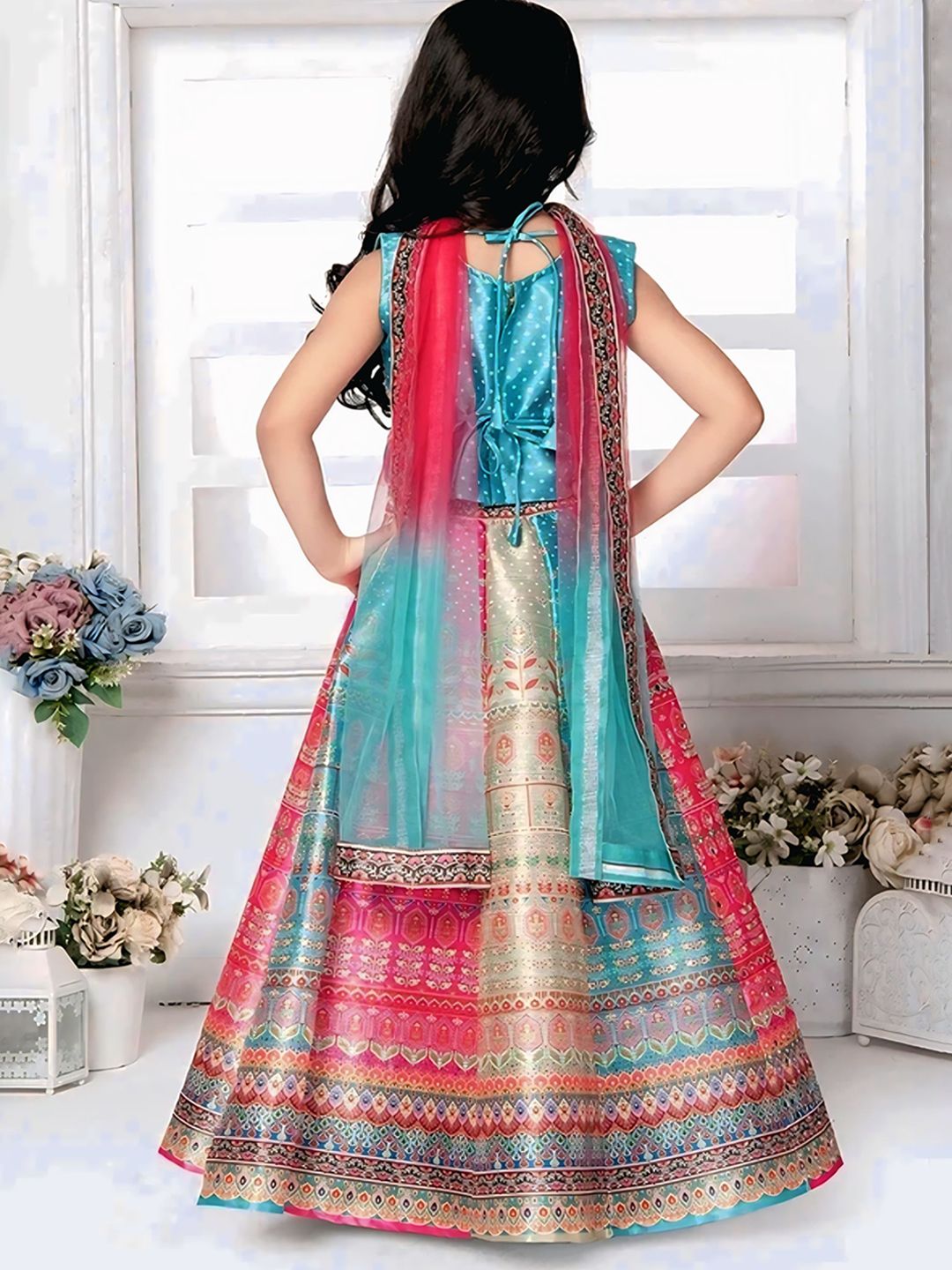 sk dresses girls embellished mirror work ready to wear lehenga & blouse with dupatta sk dresses girls embellished mirror work ready to wear lehenga & blouse with dupatta