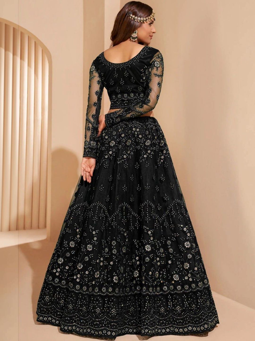maruti creation embellished sequinned semi stitched lehenga & blouse with dupatta maruti creation embellished sequinned semi stitched lehenga & blouse with dupatta