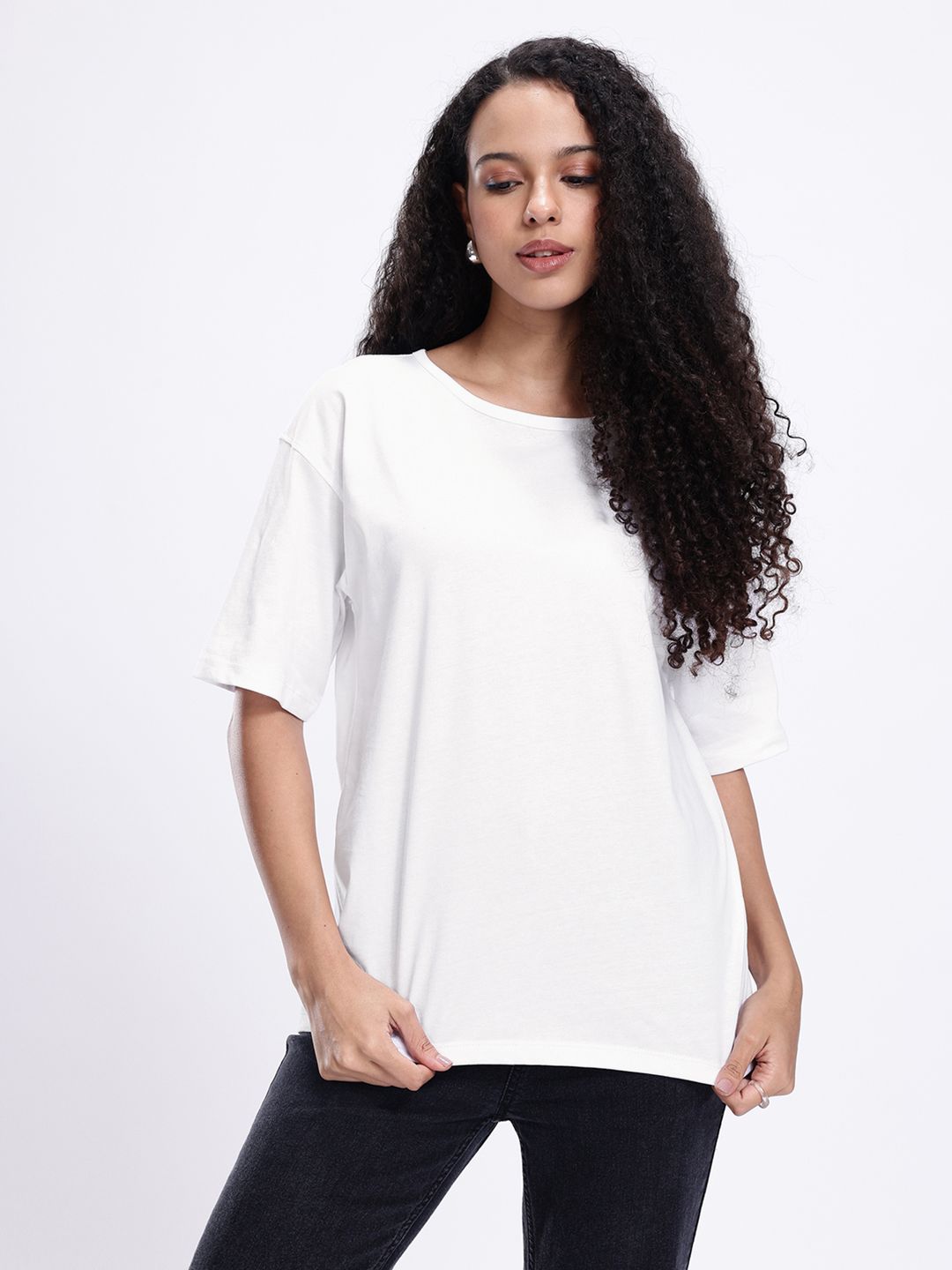 kook n keech drop shoulder sleeves pure cotton oversized t shirt
