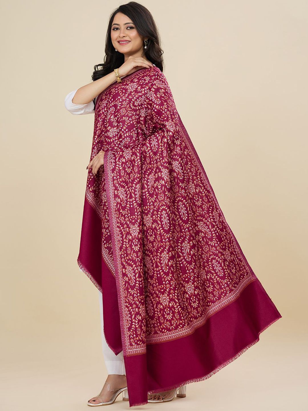 weavers villa women floral woven design winter shawl weavers villa women floral woven design winter shawl