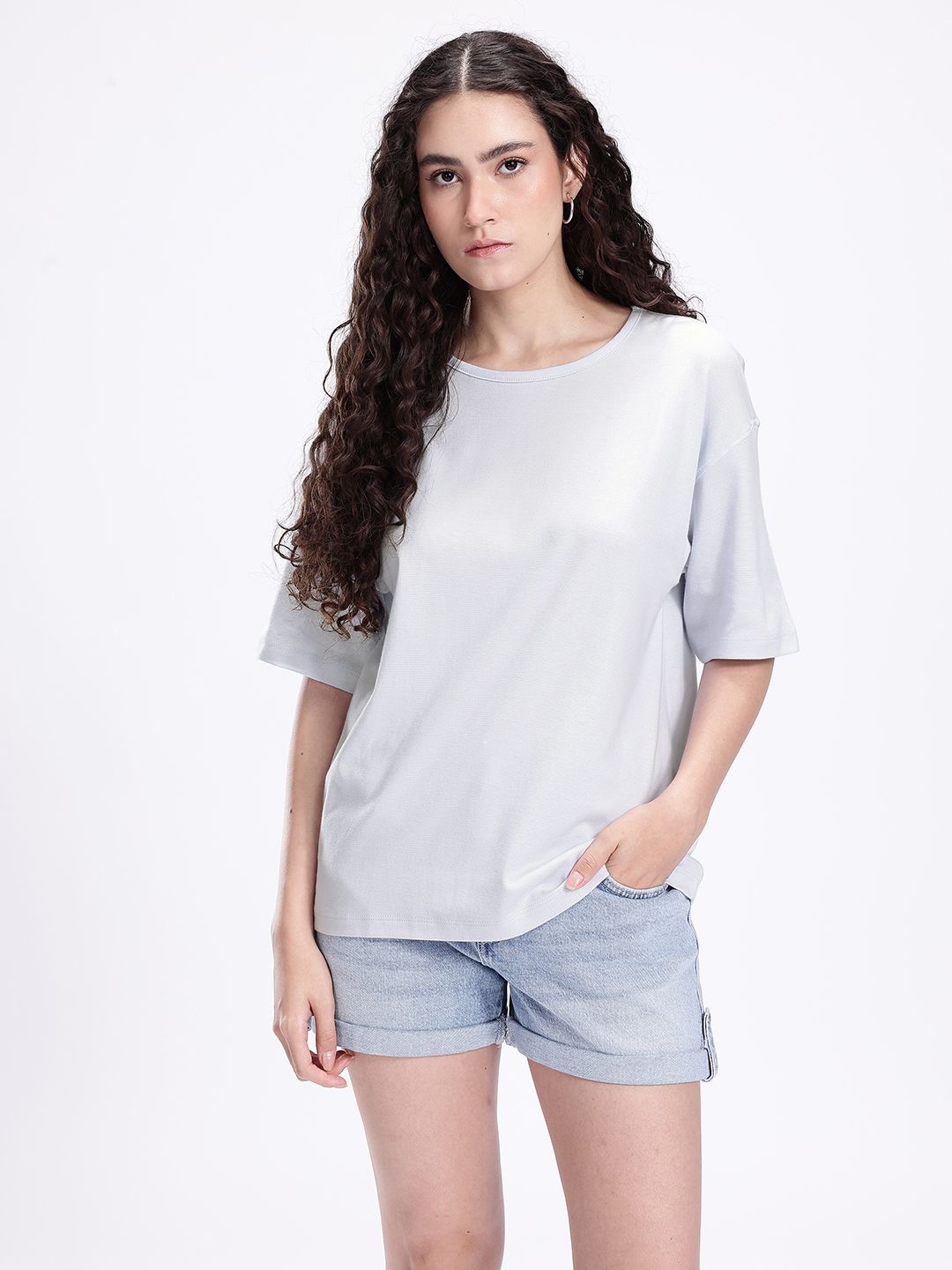 kook n keech striped drop shoulder sleeves pure cotton oversized t shirt