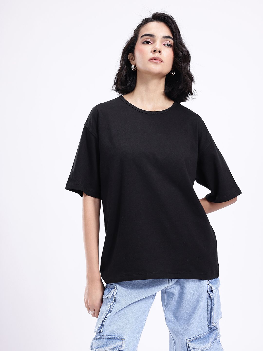 kook n keech drop shoulder sleeves pure cotton oversized t shirt