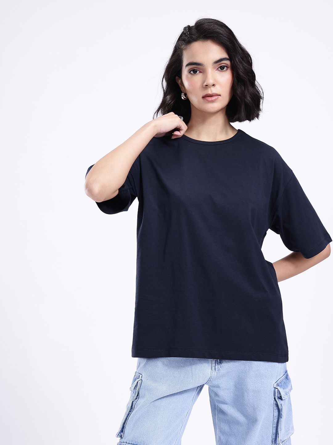 kook n keech drop shoulder sleeves pure cotton oversized t shirt