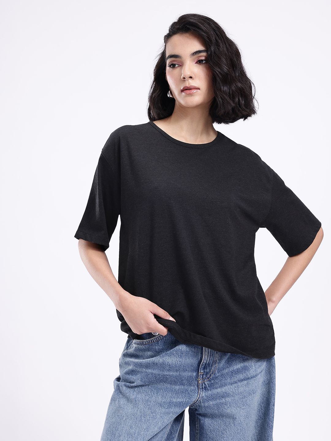 kook n keech drop shoulder sleeves pure cotton oversized t shirt