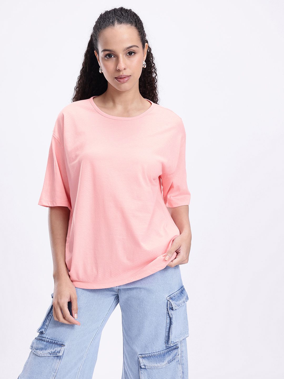 kook n keech drop shoulder sleeves oversized pure cotton t shirt