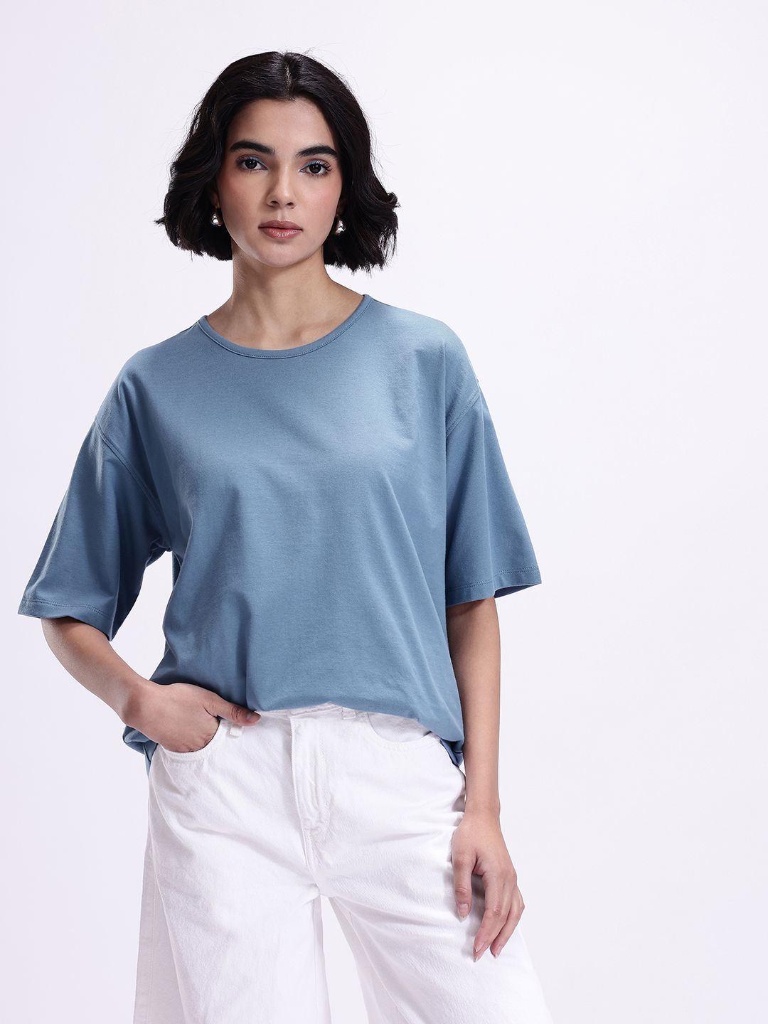 kook n keech drop shoulder sleeves pure cotton oversized t shirt