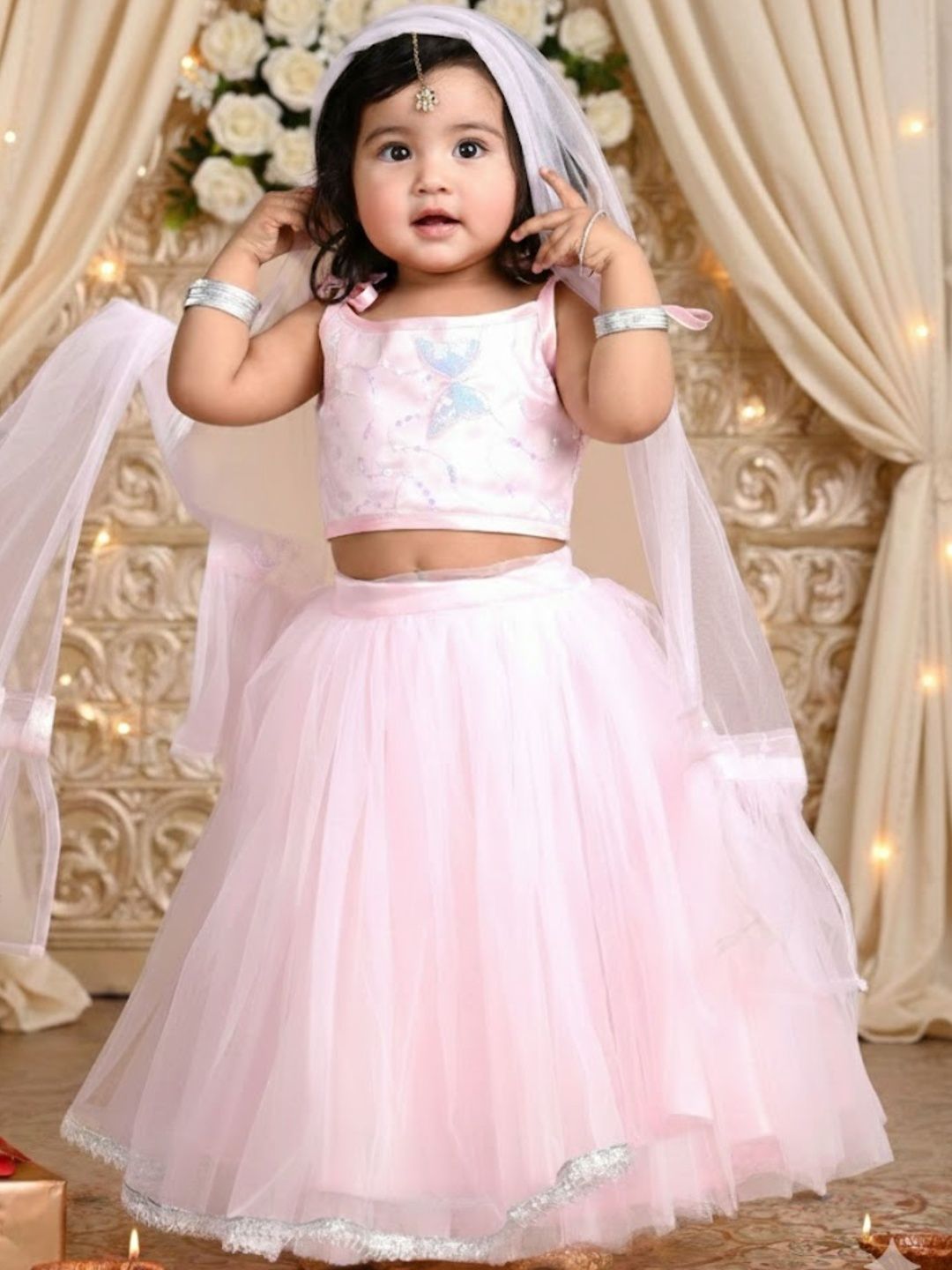 titrit girls embellished sequinned ready to wear lehenga & blouse with dupatta titrit girls embellished sequinned ready to wear lehenga & blouse with dupatta