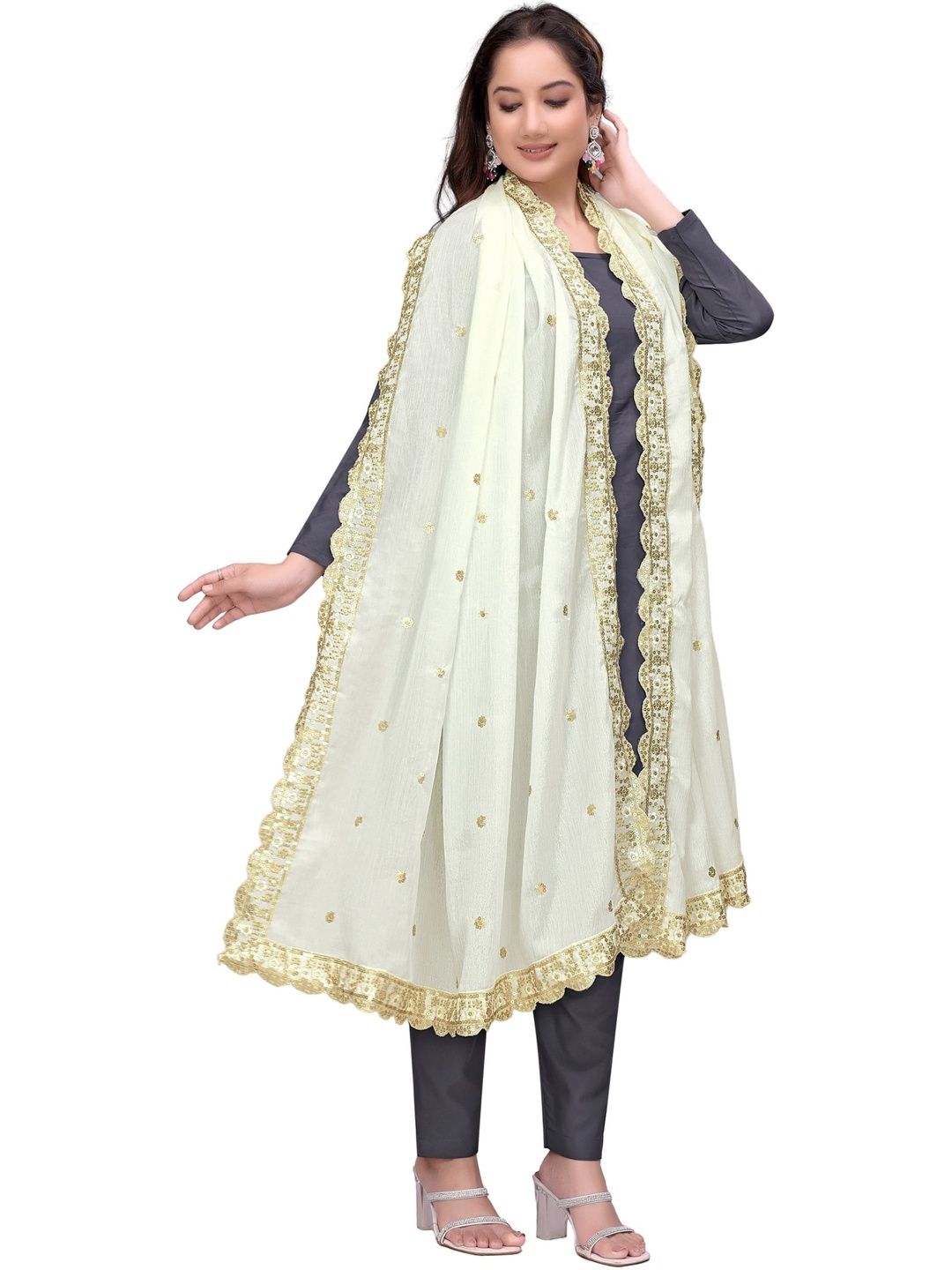 sekmany ethnic motifs embroidered art silk dupatta with sequinned sekmany ethnic motifs embroidered art silk dupatta with sequinned