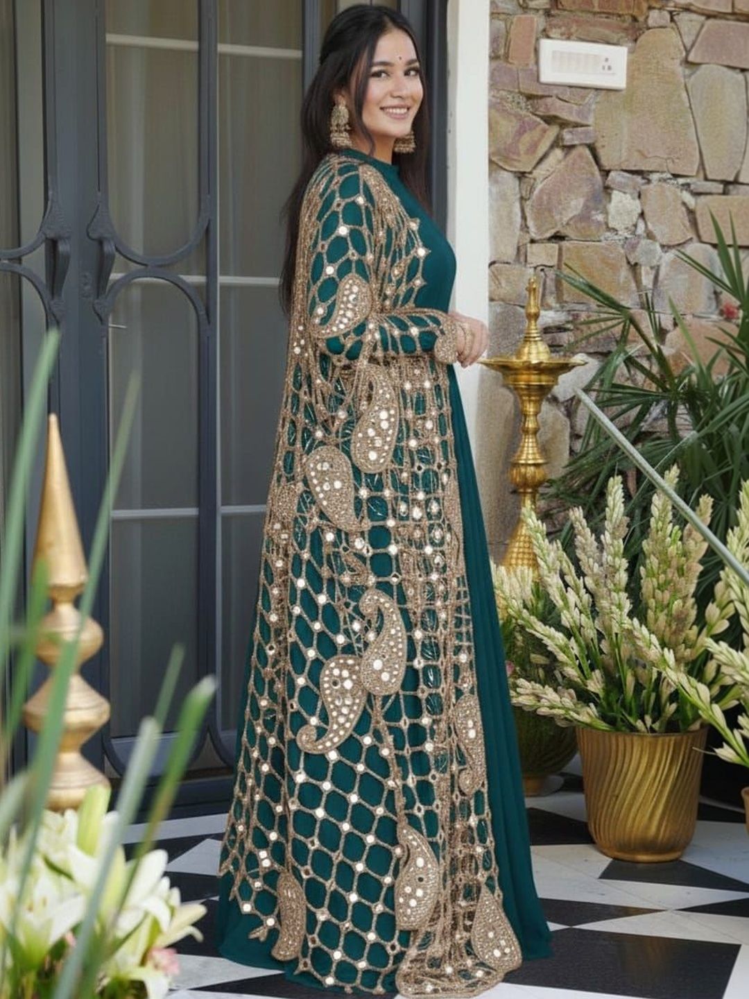 herloom ethnic motifs embroidered dupatta with mirror work herloom ethnic motifs embroidered dupatta with mirror work