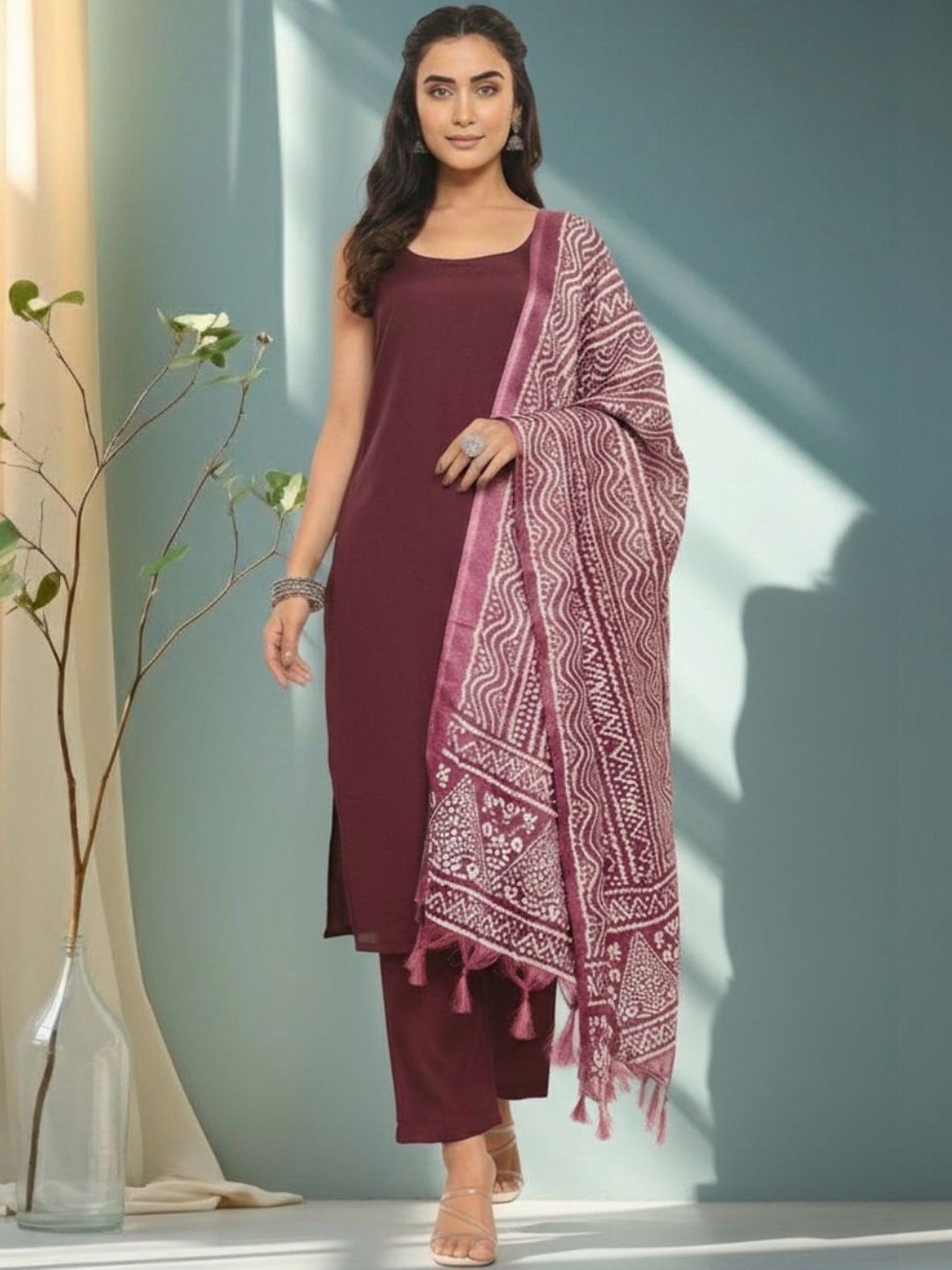 kalini women ethnic motifs regular kurta with trousers & with dupatta kalini women ethnic motifs regular kurta with trousers & with dupatta