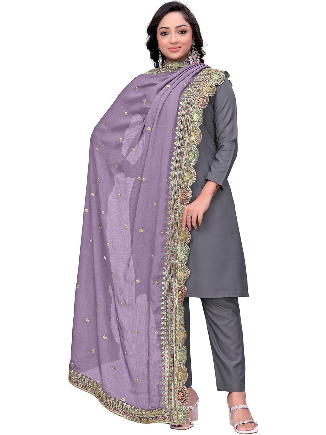 sekmany ethnic motifs embroidered art silk dupatta with thread work sekmany ethnic motifs embroidered art silk dupatta with thread work