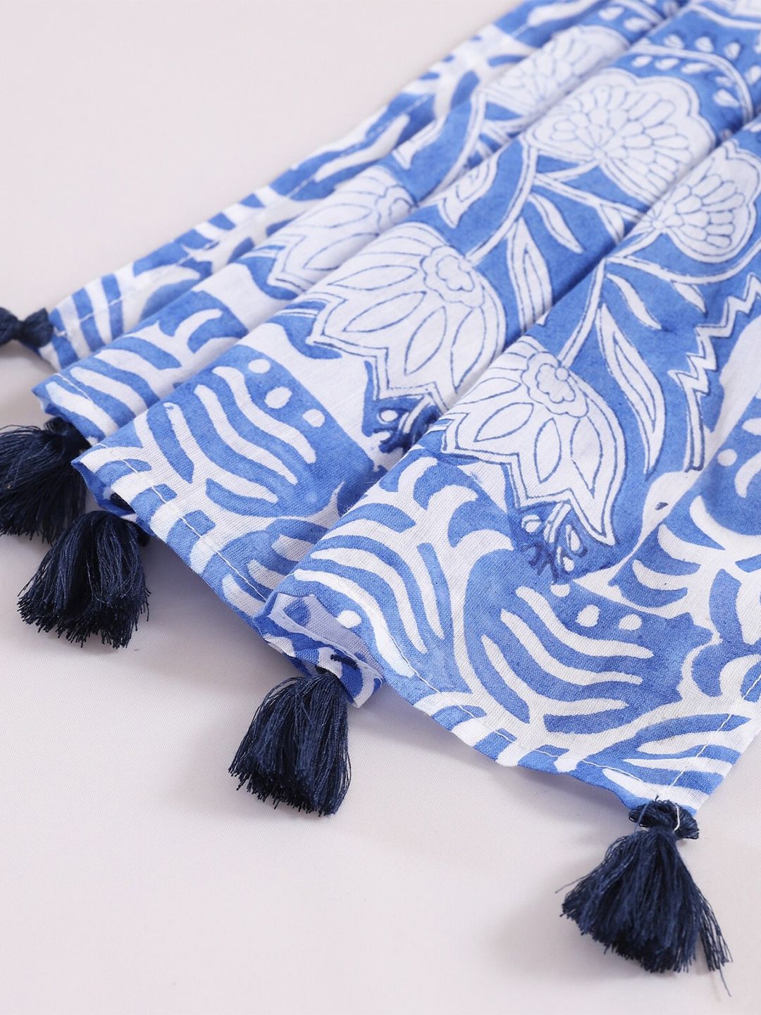 handicraft palace women lotus printed cotton tasseled scarf handicraft palace women lotus printed cotton tasseled scarf