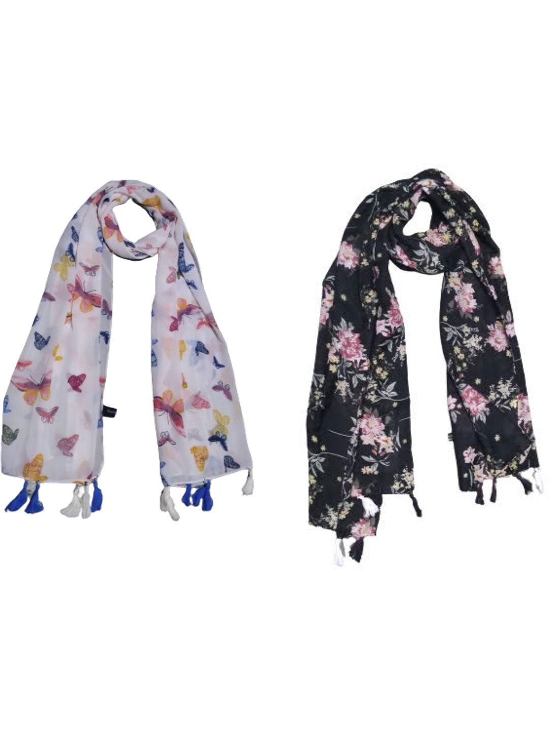poshampaa be desi women pack of 2 printed scarf with tasselles poshampaa be desi women pack of 2 printed scarf with tasselles