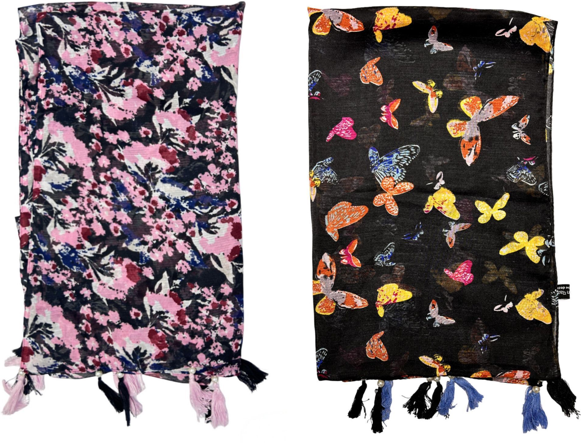 poshampaa be desi women pack of 2 printed scarf with tassells poshampaa be desi women pack of 2 printed scarf with tassells