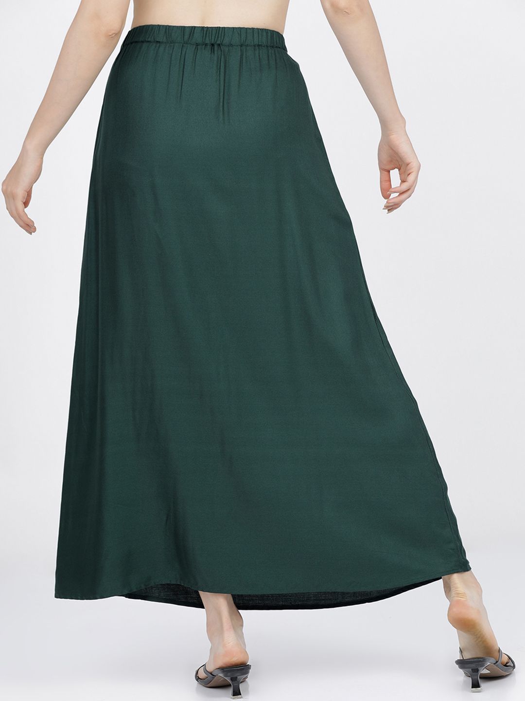 tokyo talkies women green solid a line maxi skirt