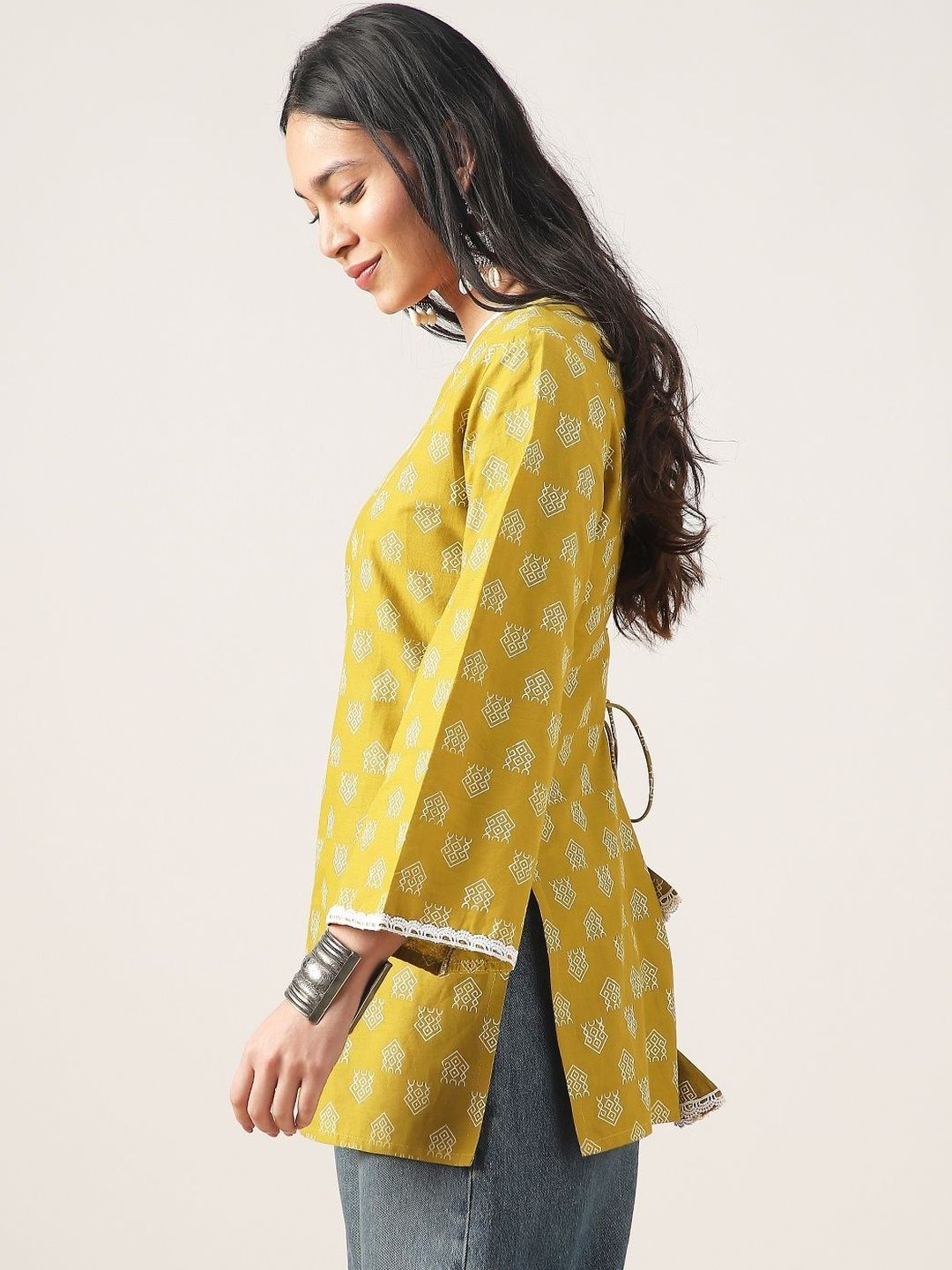 bkapparels ethnic motifs printed v neck pure cotton kurti bkapparels ethnic motifs printed v neck pure cotton kurti