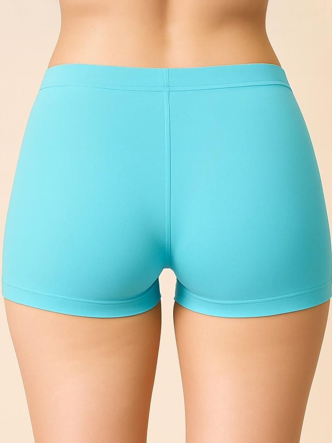 ullaspemium women blue slim fit mid rise breathable cotton thigh length cycling shorts