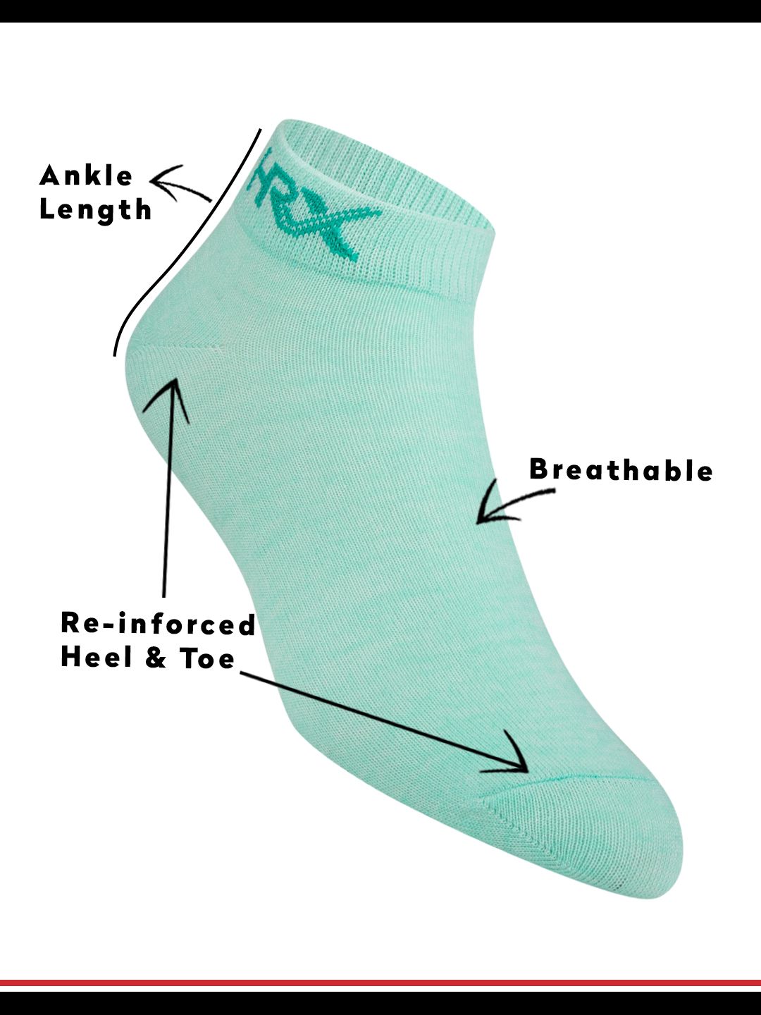 hrx by hrithik roshan women pack of 3 blue & pink cotton ankle length sports socks
