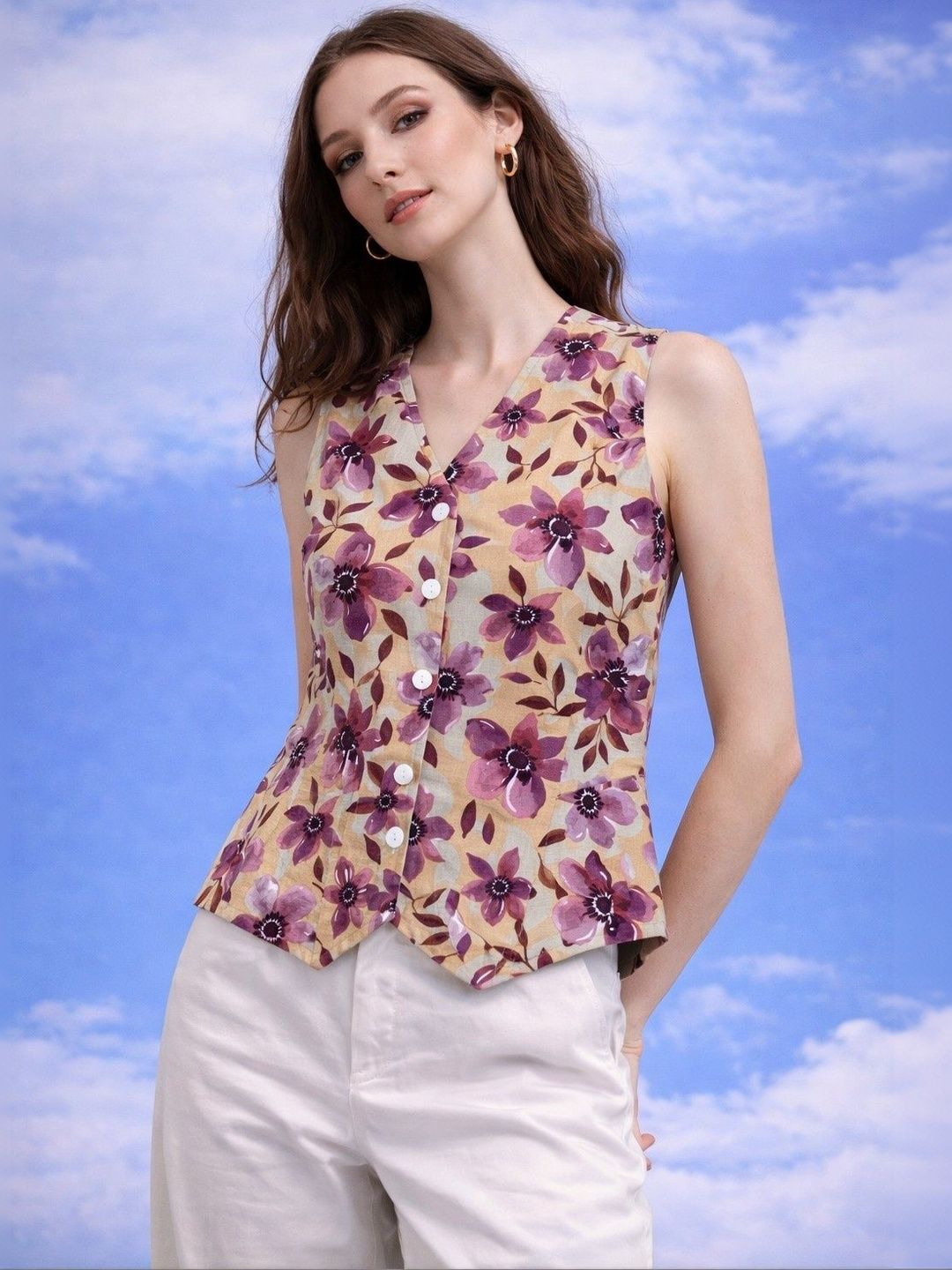 avnisa enterprise floral print cotton blend top avnisa enterprise floral print cotton blend top