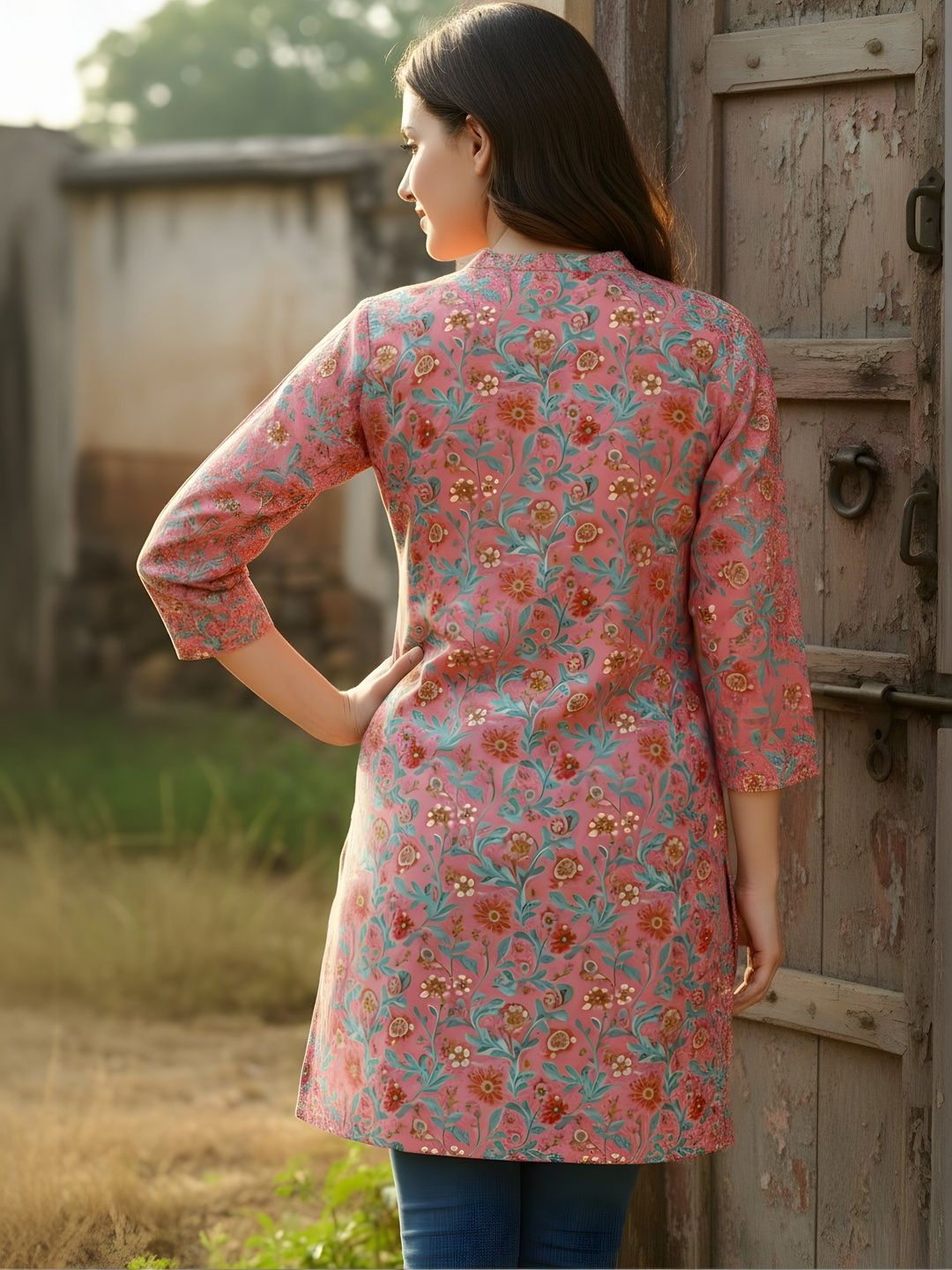 anouk mirage floral printed pure cotton blend kurti anouk mirage floral printed pure cotton blend kurti